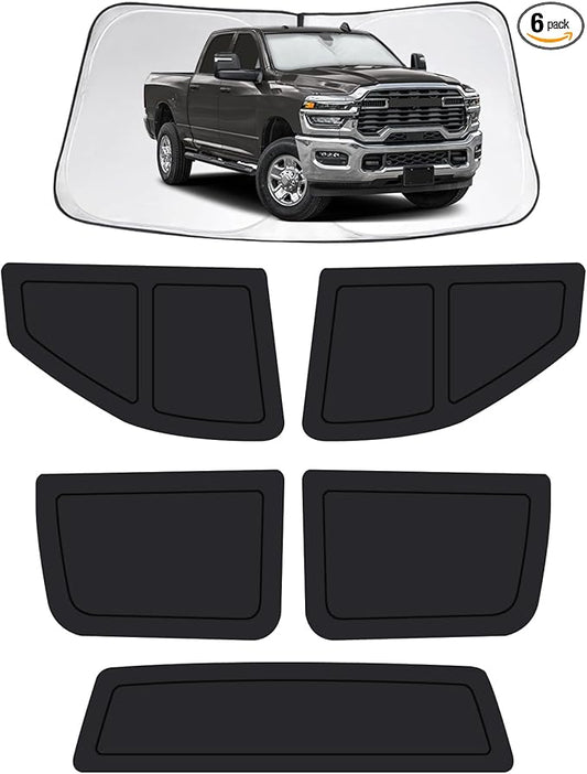 Car Window Shades for Dodge RAM 2500 2016-2026, Full Car Window Covers for Privacy, Sunshades for RAM 2500 Front Rear Windshield Side Windows to Block UV and Protect Privacy(6pcs)