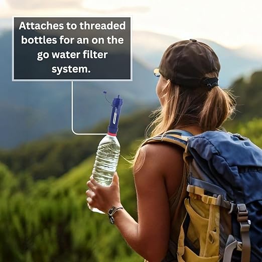 Portable Water Filter Straw - Reliable Survival Gear for Clean Water, Emergency Survival Purifier | for Hiking, Travel, Camping Gear, and Outdoor Adventures (2 & 4 Packs Available) (4 Pack)