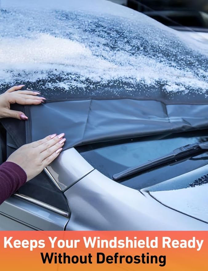 EcoNour Car Snow Cover Compatible for GMC Acadia | Windshield Cover for Ice and Snow with S-Hook Straps | Heavy-Duty 600D Oxford Winter Car Cover, Waterproof & Anti-Slip