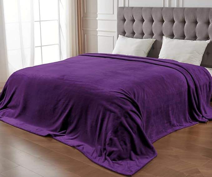 Edenleaf Big Oversized Soft Fleece Blanket, Giant California King Warm Blanket for Whole Family, Bed, Sofa, Couch, Travel and Camping 120x120 Purple
