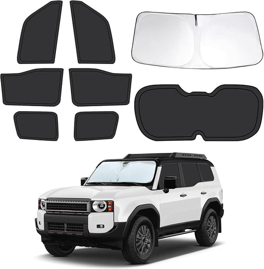 8pcs Car Window Shades for Toyota Land Cruiser Prado 250(2024-2026), Full Car Window Covers for Privacy, Sunshades for Cruiser Front Rear Windshield Side Windows to Block UV and Protect Privacy