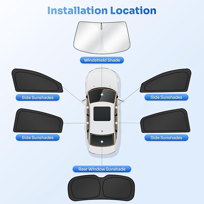 Canvcle Window Shades for Honda HRV 2016-2022 HR-V Accessories Windshield Sun Shade Side Rear Window Cover Sunshade Sun Visor Shield Privacy Protection for Camping Keep Vehicle Cool Black 6PCS