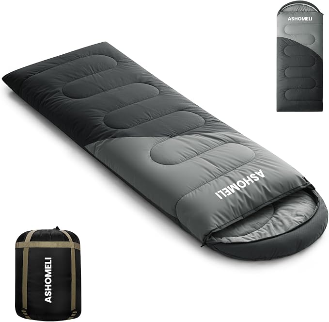 ASHOMELI Camping Sleeping Bags for Adults - 4 Season Warm & Cool Weather - Summer, Spring, Fall, Winter, Lightweight, Waterproof Sleeping Bag for Camping, Traveling, Indoors and Outdoors