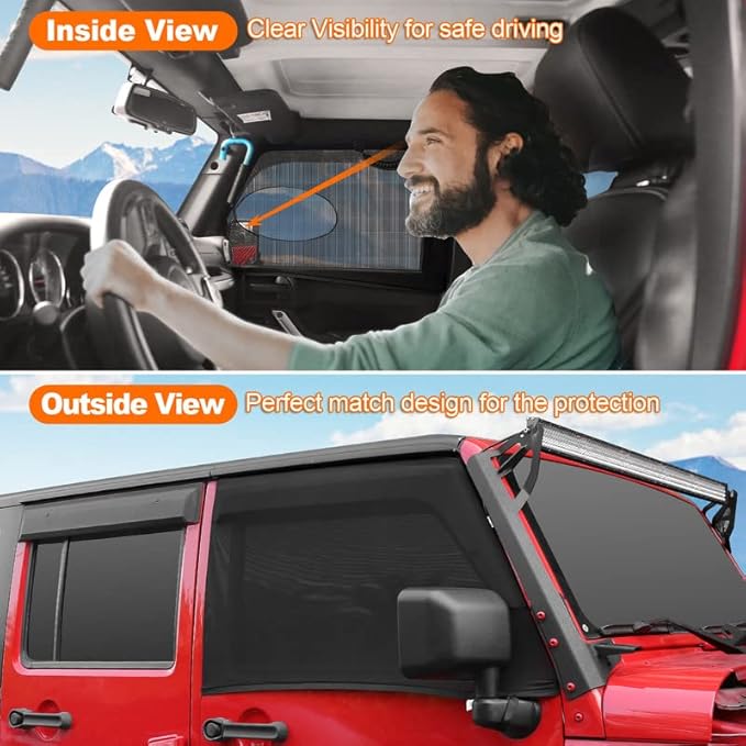Car Window Screens for Camping, Blackout Shades for Car Side Windows,Jeep Window Covers Fit for Jeep Wrangler, Jeep Cherokee, Compass, Grand Cherokee, Liberty, Renegade, Rubicon, Gladiator JT