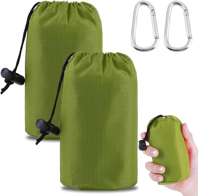 Emergency Sleeping Bag - Portable Emergency Blanket for Survival Gear, Thermal Bivy Sack with D-Type Buckle, Waterproof & Lightweight for Camping, Hiking, Outdoor (2/3/5 Pack)