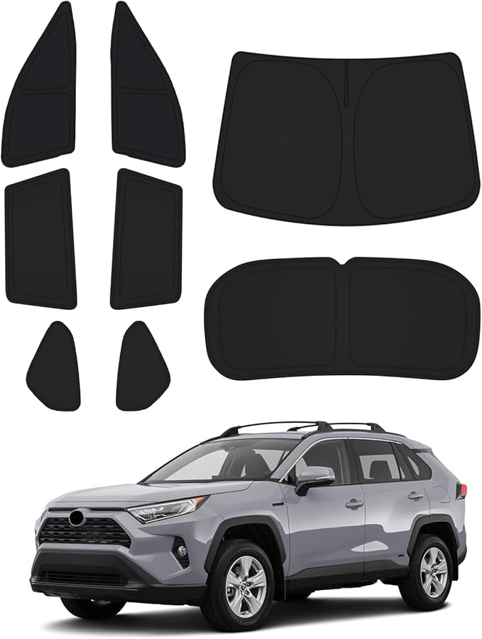 Canvcle Window Shades for Toyota RAV4 2019-2025 Accessories Windshield Sun Shade Side Rear Window Covers Sunshade Sun Visor Shield Privacy Protection for Camping Keep Vehicle Cool Black 8PCS