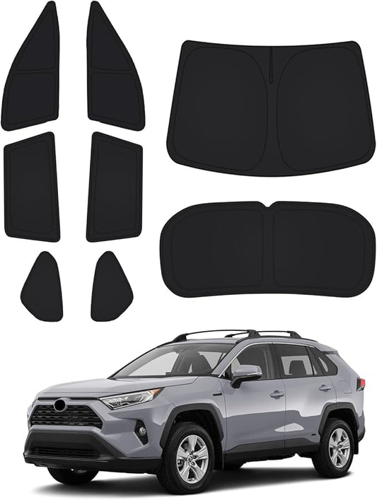 Canvcle Window Shades for Toyota RAV4 2019-2025 Accessories Windshield Sun Shade Side Rear Window Covers Sunshade Sun Visor Shield Privacy Protection for Camping Keep Vehicle Cool Black 8PCS
