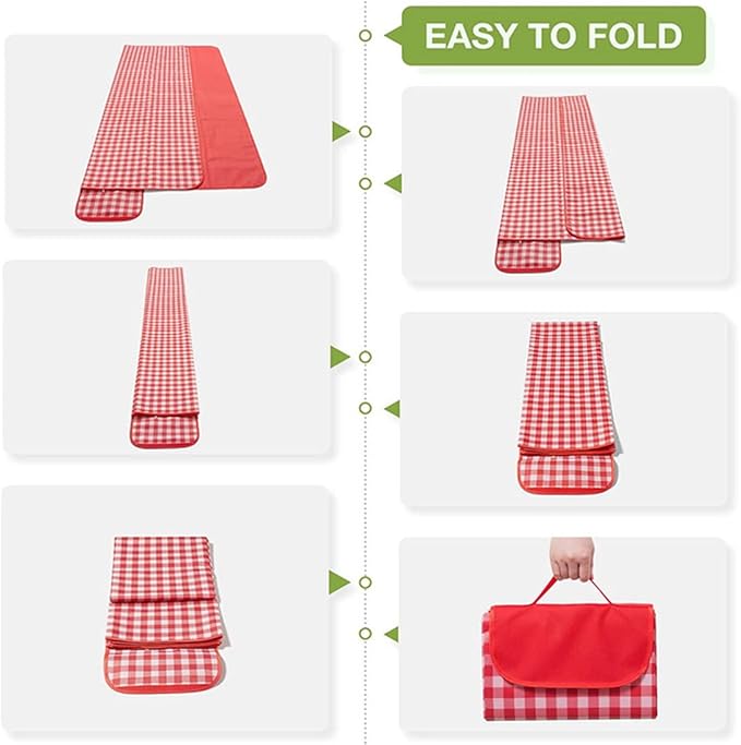 LRUUIDDE Extra Large Picnic Blanket Beach Blankets, Outdoor Foldable Waterproof Sand Mat for Beach Camping Hiking Travel Family Concerts Grass Park Music Festival Lawn Mats (Red, 80x80inch)