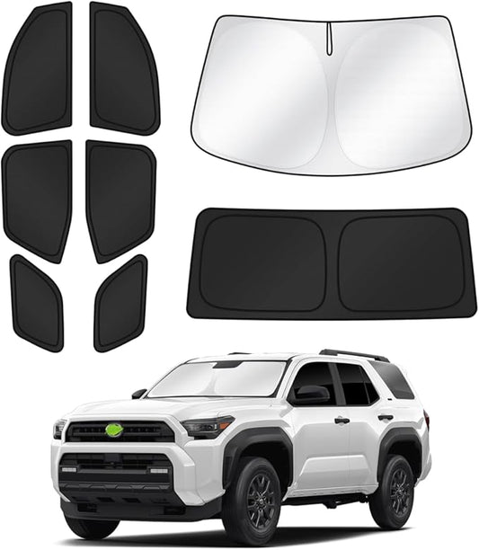 Canvcle Sunshades for 2025 2026 Toyota 4Runner Accessories Windshield Sun Shade Side Rear Window Shade Cover Sun Visor Shield Privacy Protection for Camping Keep Vehicle Cool Black 8PCS