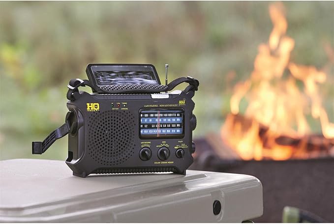 HQ ISSUE Dynamo Emergency Radio Hand Crank Solar Portable W/AM FM, NOAA Weather Alert, Shortwave, & Flashlight, Black