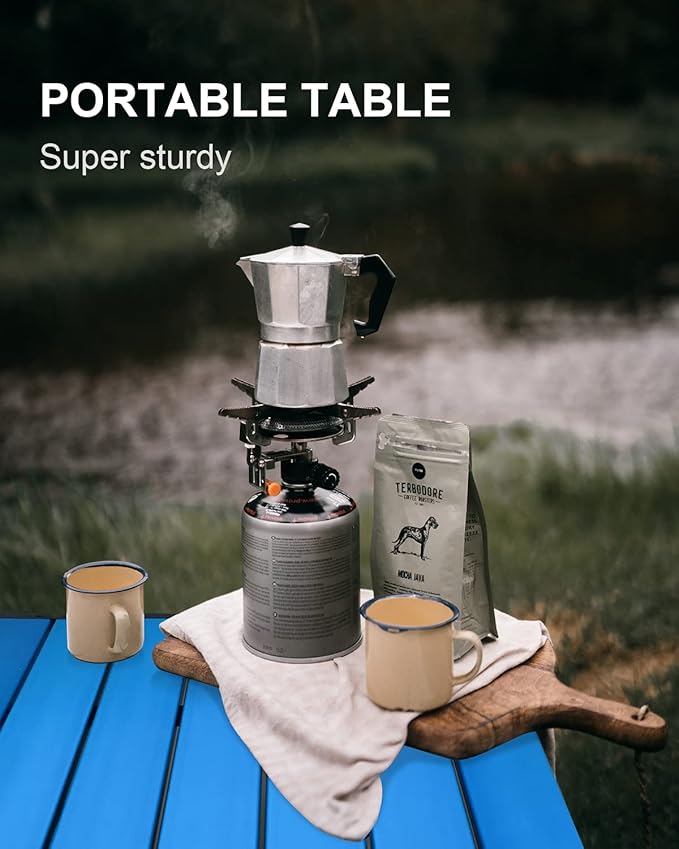 MSSOHKAN Camping Table Folding Portable Camp Side Table Aluminum Lightweight Carry Bag Beach Outdoor Hiking Picnics BBQ Cooking Dining Kitchen Blue Medium