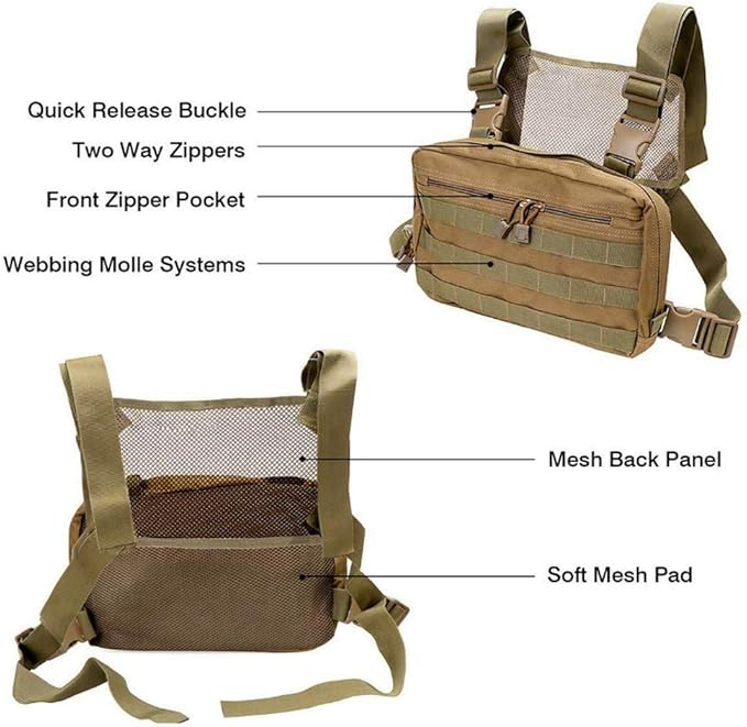 Croogo Universal Hands Free Radio Chest Rig Vest bag Harness Bag Rescue bag Front Pack Pouch Hip hop bag