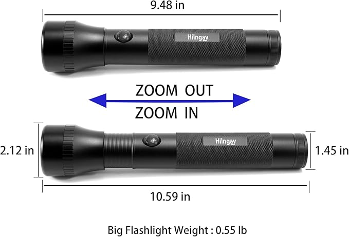 4 Pack Heavy Duty 2-Cell D Battery LED Big Flashlights, Zoomable Single Mode Aluminum Alloy Torch Flashlight, Rugged Metal Flashlight for Outdoor Adventures Emergency Hiking Camping Caving