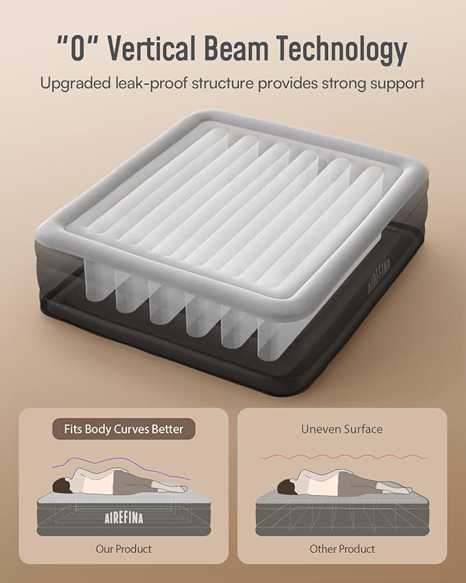 Airefina 20 Raised King Size Air Mattress with Built in Pump, Comfort Inflatable Mattress Upgraded Blow Up Mattress King for Guest Home Temporary, Air Bed, Colchon Inflable