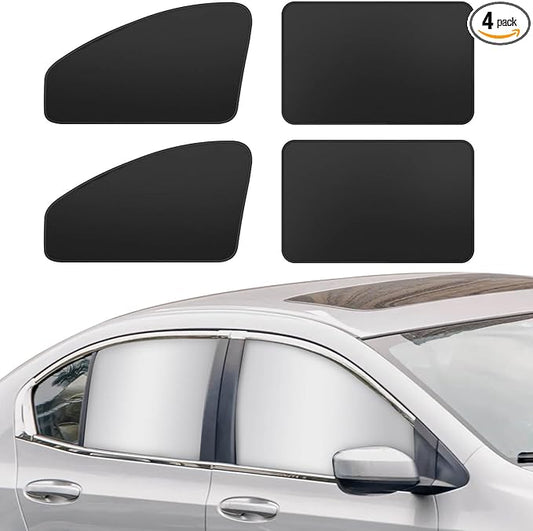 Silver Car Window Sun Shade - Side Thiken Curtain Magnetic 100% Block Light Car Window Covers with Cooler Feeling (Silver, D-4pcs)