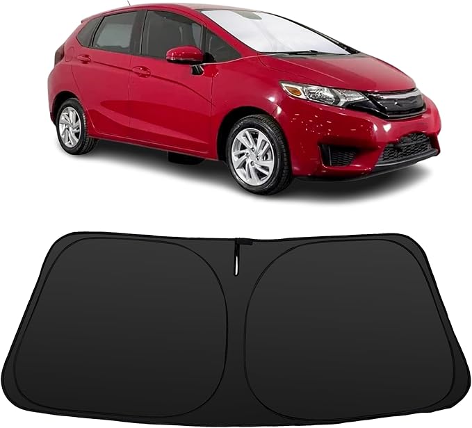 Windshield Sun Shade Compatible with Honda Fit 2015-2020 Accessories Custom Fit Sunshade Foldable Front Sun Visor Protector Blocks Sun Rays