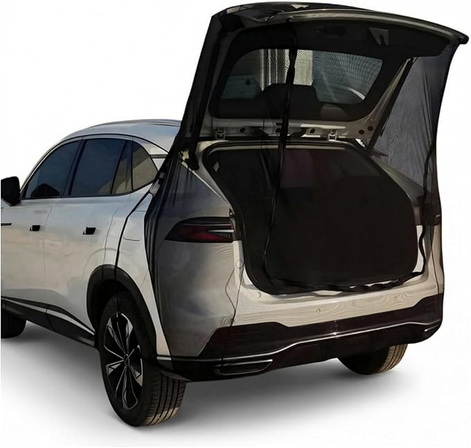 TECUUL Car Camping Tailgate Mesh Screen for SUV, CUV, Mini Van, Tailgate Essentials Ventilation and Mosquito Prevention Magnetic Mosquito Net Easy Installation Camping Essentials Car Accessories