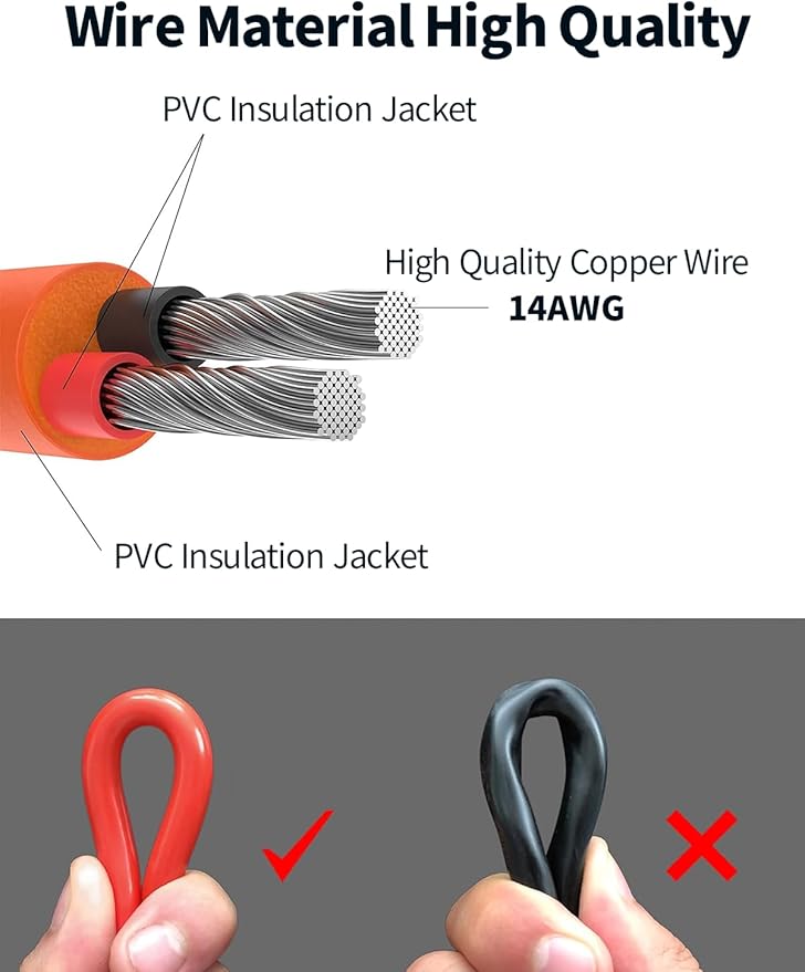Tonton 14AWG 8mm Extension Cable for Solar Generators 10FT 3M, DC7909 Solar Panel Cable Cord Female to Male with DC8020 Power Male Adapter Right Angle for GZ Yeti, Aker, Jackery Portable Power Station