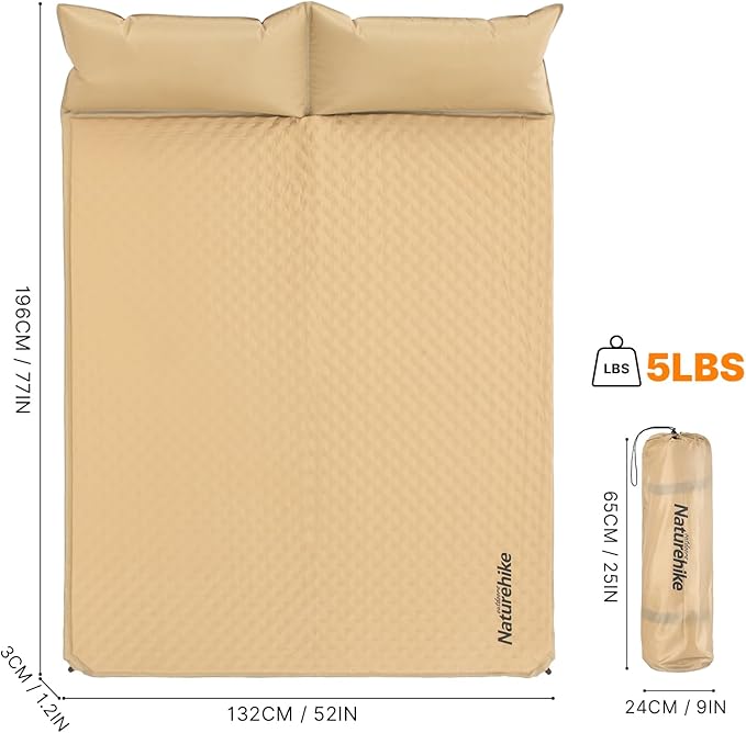 Naturehike Camping Sleeping Pad with Quick-Inflating, Ultralight Memory Foam Sleeping Mat for Camping Backpacking Hiking Traveling Tent, Yellow