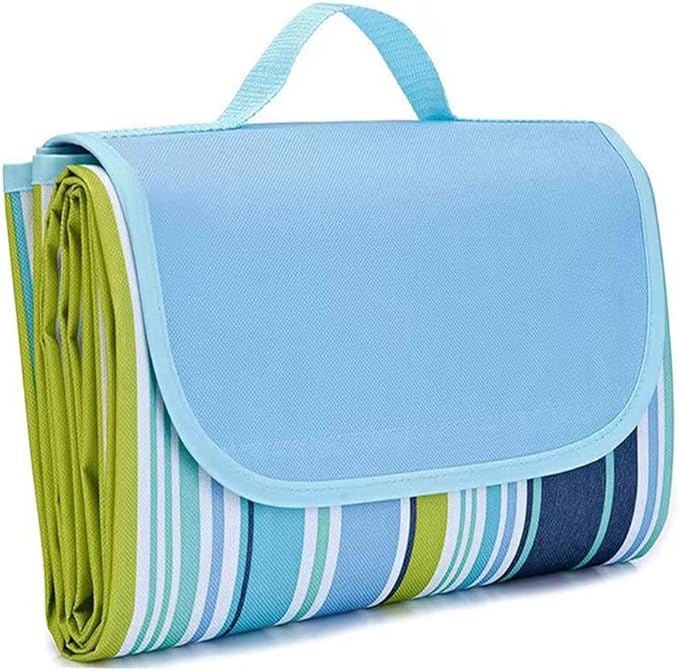 K Y KANGYUN Extra Large Picnic Blanket Outdoor Beach Blankets, Water-Resistant Foldable Sandproof Blankets Cute Picnic Mat for Beach, Camping Grass Lawn Park Mats (Blue, 80x80 in)