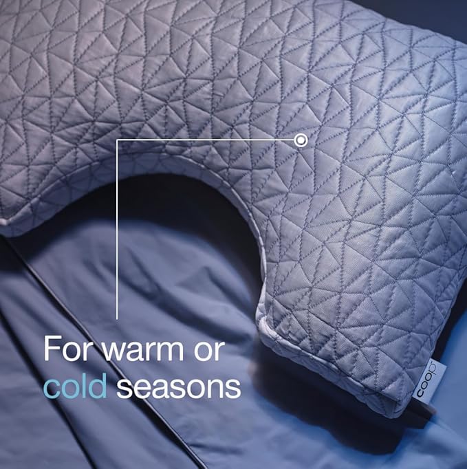 Coop Home Goods Cool Side Cut-Out Pillowcase, Queen Size Cooling Pillow Case for Hot Sleepers, Cut-Out Shape, Two-Sided Pillow Covers, Cozy Side & Cool Side, Ultra Soft Lulltra Cool Technology