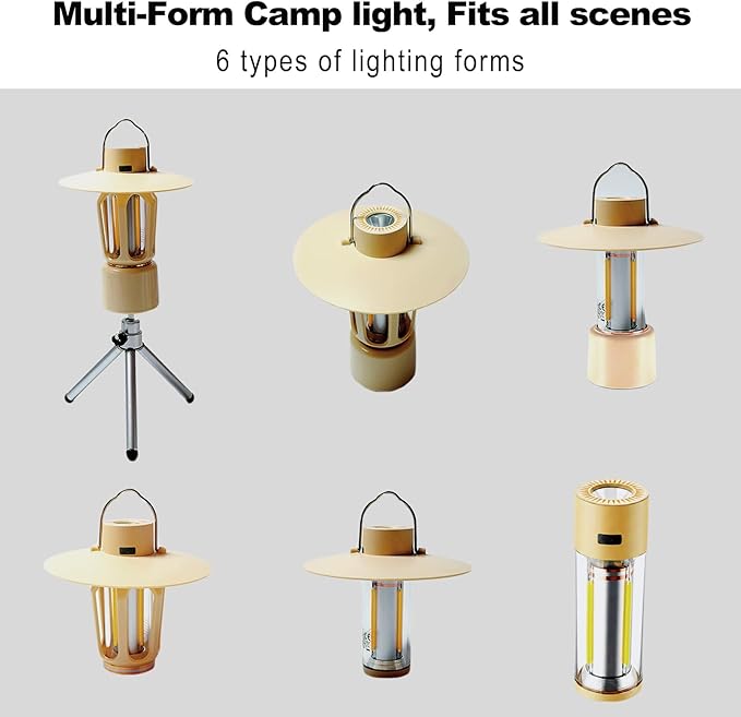 Retro Rechargeable Mini LED Camping Lantern, 400LM 2000mAh, IPX4 Waterproof with Stand/Magnetic Base/Hook, 5 Light Modes, Rechargeable Vintage Small Lantern for Camping, Hiking, Power Outages, Gifts