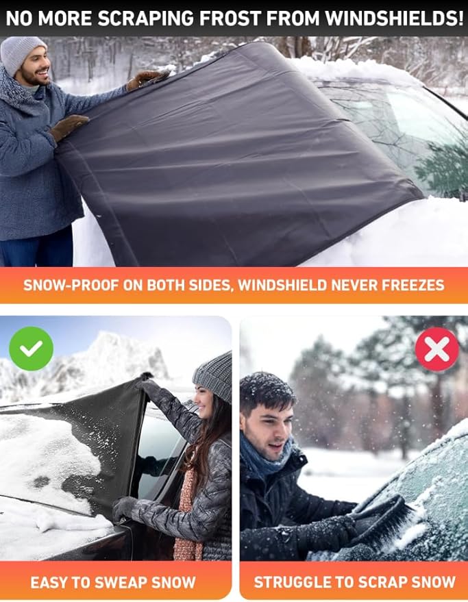 EcoNour Car Snow Cover Compatible for Lexus GX 460 | Windshield Cover for Ice and Snow with S-Hook Straps | Heavy-Duty 600D Oxford Winter Car Cover, Waterproof & Anti-Slip