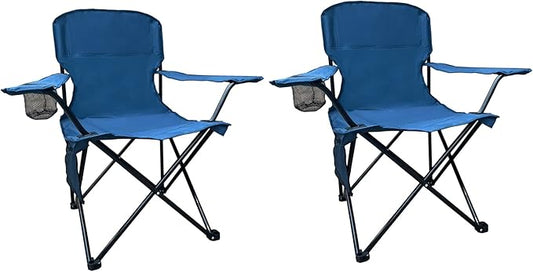 Folding Camping Chair with Cup Holder & Storage Bag, 225lbs Capacity, Large Anti-Sink Feet, Breathable PE Coated Fabric for Outdoor, Hiking, Beach, Fishing, Backpacking, 2PCS Cyan