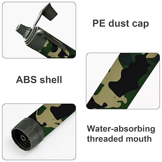 Upgrade Set of 5,Personal Water Filter Straw for Hiking, Camping, Travel,Water Straws to purify Water,Emergency Water Straw (Camouflage)