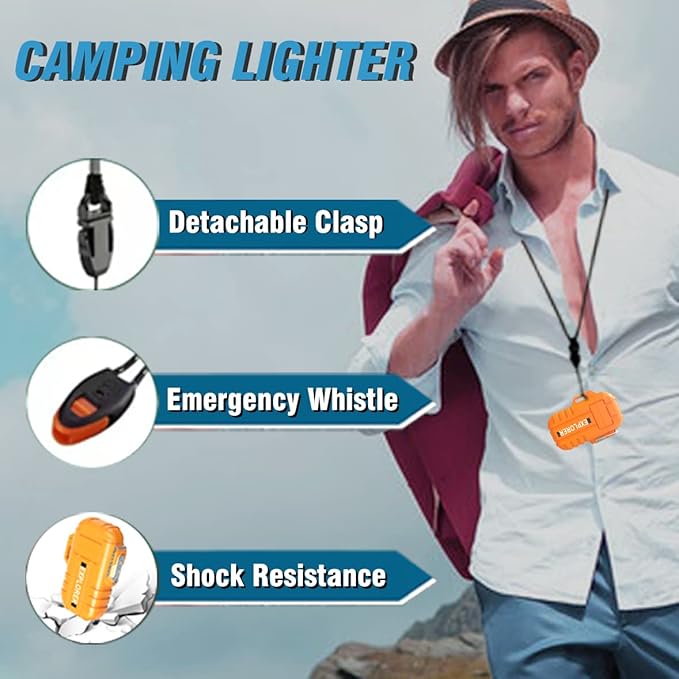 Torch Refillable Windproof Outdoor Gas Lighter - Adjustable Jet Flame, Fireplace, Fireworks, Grill, Camping, BBQ - Gifts for Men. (Orange)