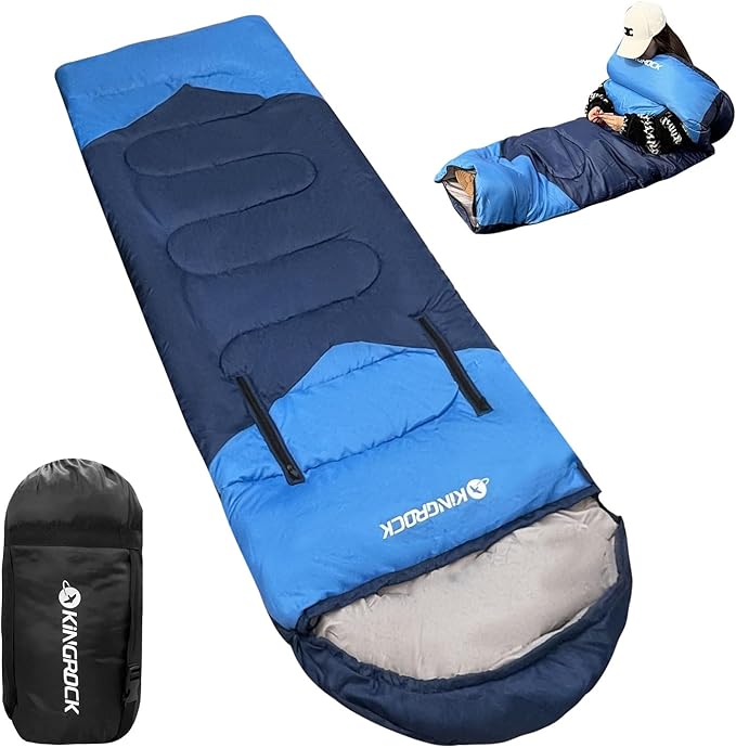 KINGROCK Sleeping Bags for Adults Backpacking Lightweight Waterproof- Cold Weather Sleeping Bag for Adults for Warm Camping Hiking Outdoor Travel with Compression Bags