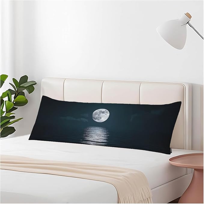 20x54 Body Pillow Cover Ocean Moon Zipper Body Pillowcase Galaxy Moon Ocean Side Sleeper Pillow Covers Body Pillow Case Cushion Cover for Men Women Home Bedroom