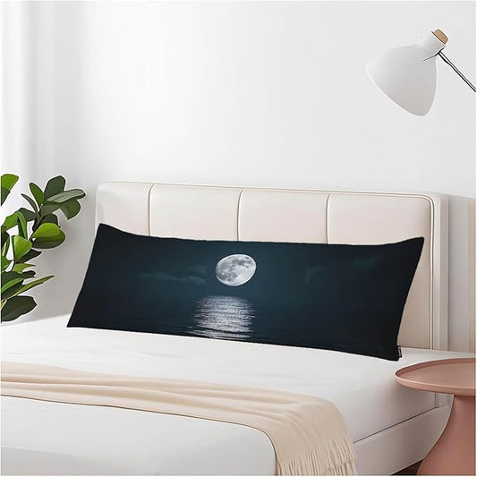 20x54 Body Pillow Cover Ocean Moon Zipper Body Pillowcase Galaxy Moon Ocean Side Sleeper Pillow Covers Body Pillow Case Cushion Cover for Men Women Home Bedroom