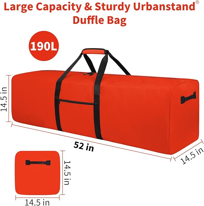 Urbanstand 52 Inch Large Duffle Bag for Travel Camping Sport Equipment Storage Bag with 2-way Lockable Zippers (Orange 2Pack)