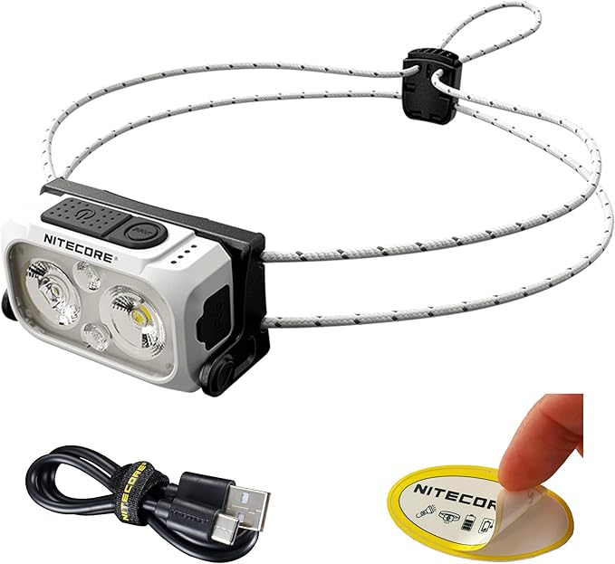 Nitecore NU21 Running Headlamp, 360 Lumen Ultralight USB Rechargeable with White and Red LEDs and a Sticker (White)