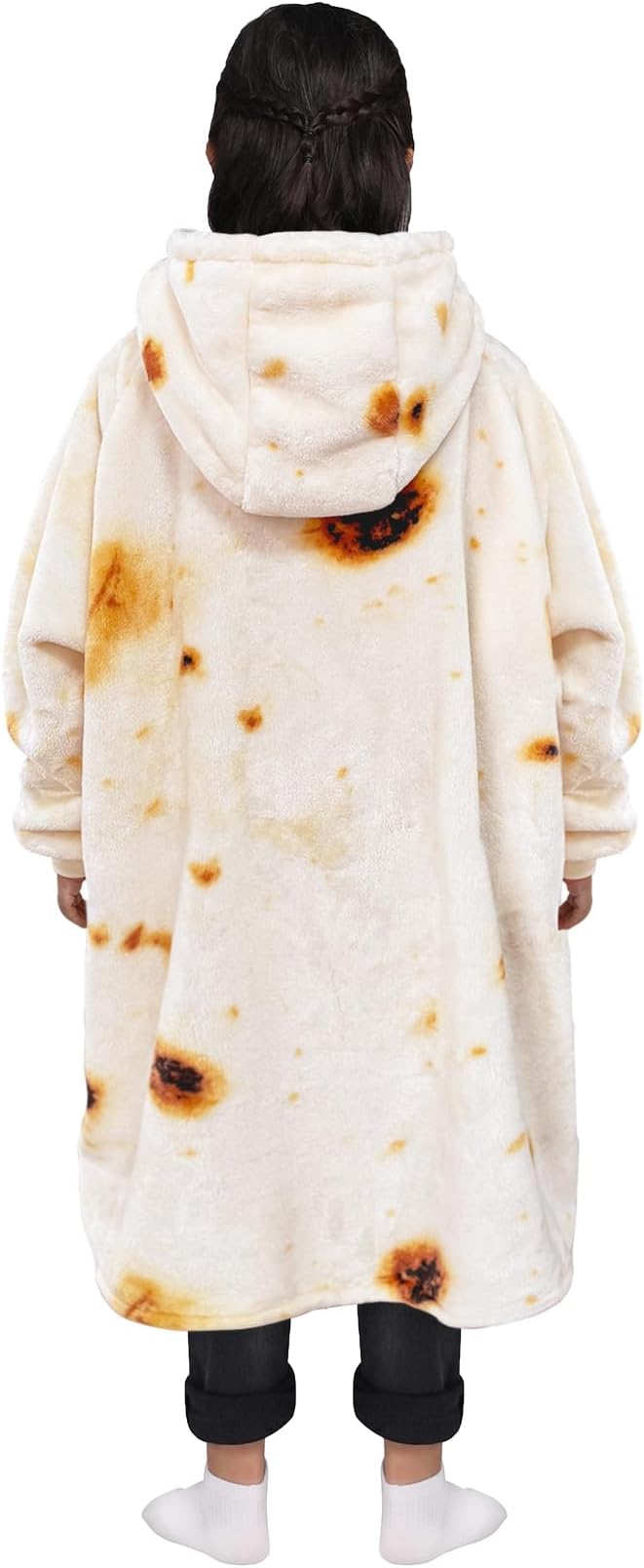 Waitu Wearable Blanket for Kids, Wearable Blanket Hoodie Gifts for Teens Girls and Boys, Warm Blanket Sweatshirt for Teenage, Thick Flannel Hoodie Blanket with Sleeves - Burritos