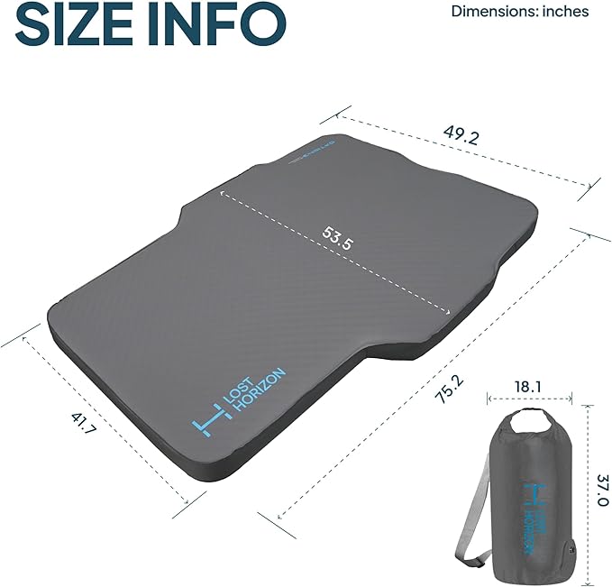 LOSTHORIZON Truck Bed Camping Air Mattress with Foam, Self Inflating Sleeping Pad for Tacoma 5FT with Pump Sack, 4.5" Thick