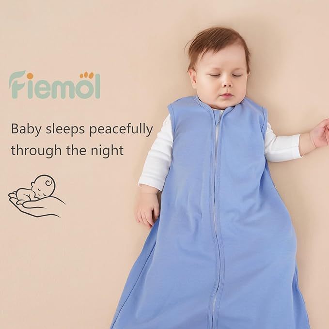 Baby Sleep Sack 18-24 Months, 100% Cotton Sleeping Sack for Newborn and Infant, 3 Pack Baby Wearable Blanket, 0.5 Tog Lightweight Double Zipper Sleep Bag Apricot
