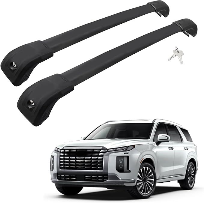 Car Roof Rack Cross Bars Compatible with 2019-2025 Hyundai Palisade SE SEL XRT (Fit for Flush Side Rails), Aluminum Lockable Roof Cross Bars for Kayak Bike Rooftop Cargo Carrier Bag Basket Luggage