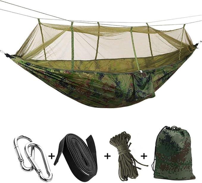 KEPEAK Camping Hammock with Net Netting, Single & Double Tree Hammock Net, Lightweight Nylon Portable Hammock for Backpacking, Camping, Travel, Beach, Yard Multi Color