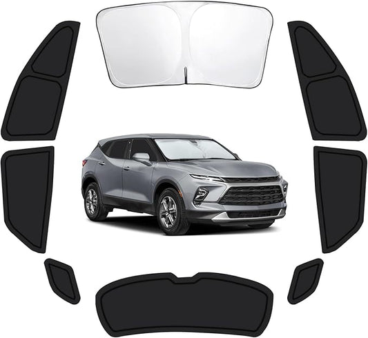 8PCS Car Window Shades for Chevrolet Blazer 2019-2025, Window Covers for Blazer Windshield Side Rear Windows, Full Set Privacy Protection Car Sunshade with UV Blocking for Camping Napping