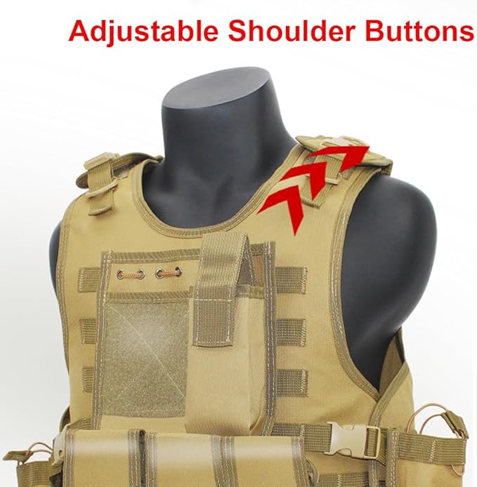 VPZenar Tactical Vest for Men, Airsoft Vest, Black Molle Vest and Cap Protective Equipment, Tactical Airsoft Gear