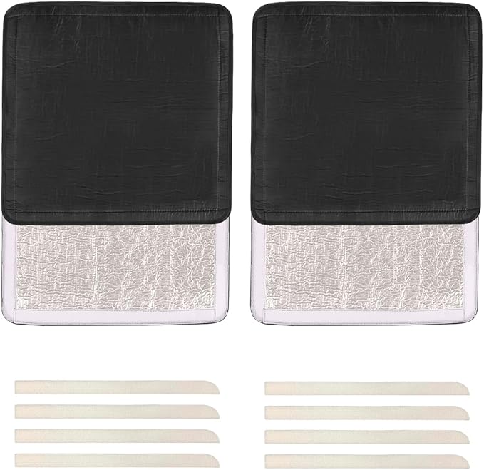 RV Roof Vent Skylight Insulator Cover, Sun Blackout Fabric for Camper (16 x 16 inch)- Black- 2 Pack