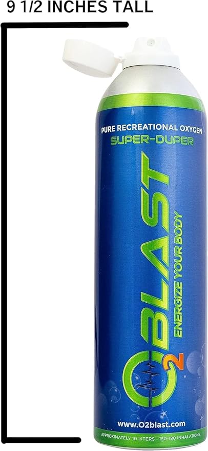 O2 Blast - Pure Oxygen Supplement - Filled with 99.99% Pure Oxygen to Support Fast Recovery, Increase Stamina & Enhanced Focus for High Altitude & Action Sports, 10L Portable Can Flip-Top Cap, 3-Pack