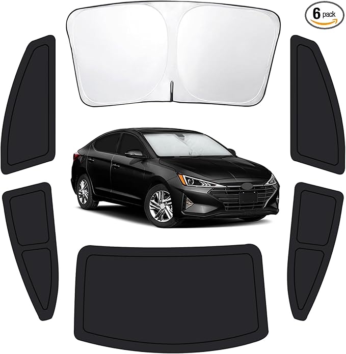 Car Window Shades for Hyundai Elantra 2017-2020, Full Car Window Covers for Privacy, Sunshades for Elantra Front Rear Windshield Side Windows to Block UV and Protect Privacy(6pcs)