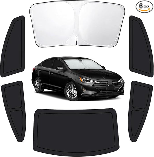 Car Window Shades for Hyundai Elantra 2017-2020, Full Car Window Covers for Privacy, Sunshades for Elantra Front Rear Windshield Side Windows to Block UV and Protect Privacy(6pcs)