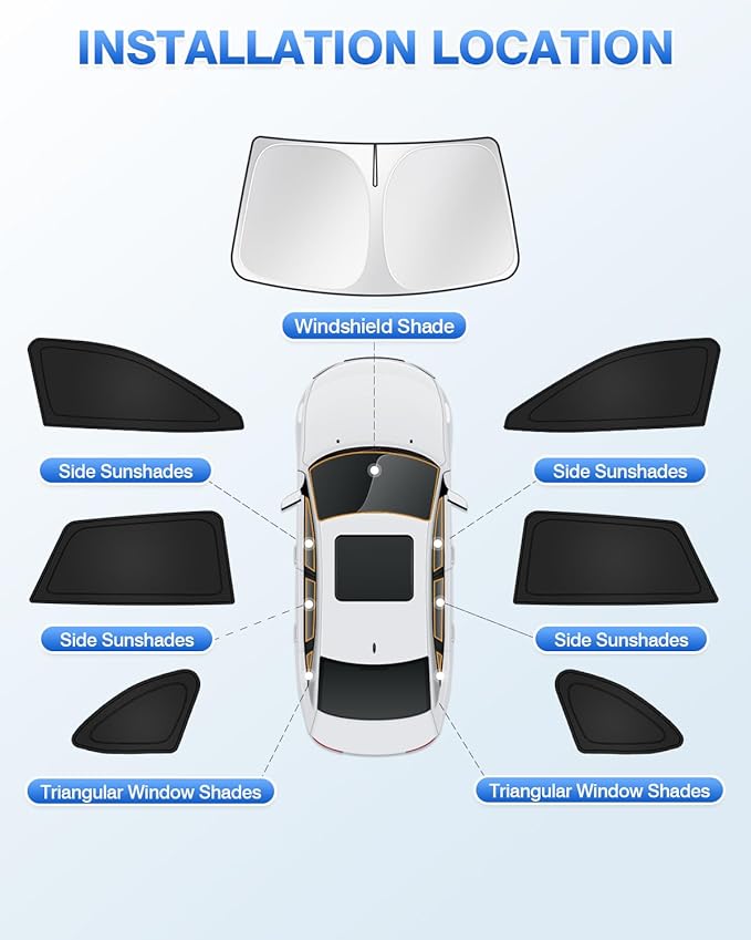 Canvcle Sunshades for 2020-2025 Subaru Outback Accessories Windshield Sun Shade Side Rear Window Shade Cover Sun Visor Shield Privacy Protection Keep Vehicle Cool Black 7PCS