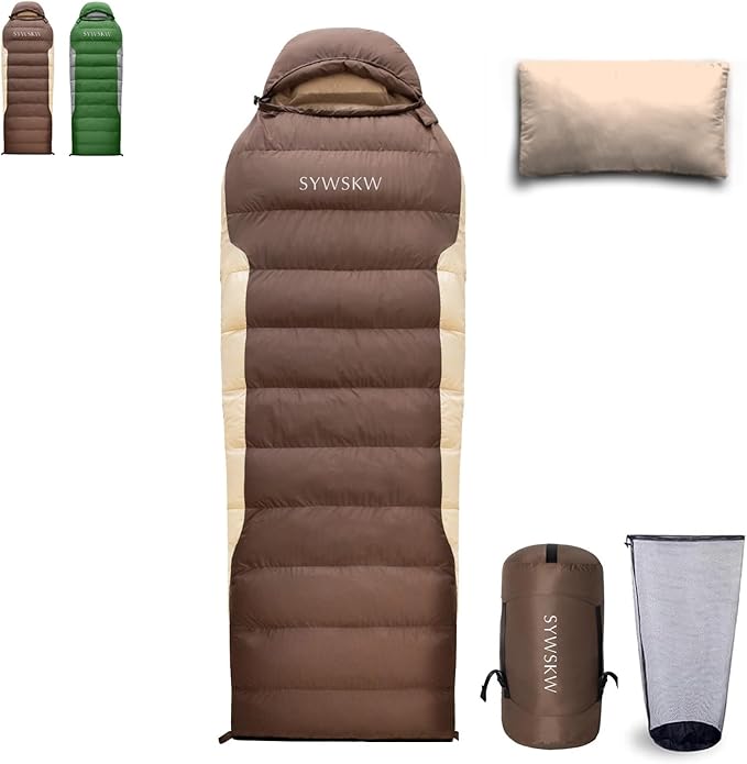 Ultralight Down Sleeping Bag with Pillow,15°F 32°F 46°F Sleeping Bag for Women,Men,Youth Backpacking,Hiking and Camping Outdoor with 680FP Duck Down