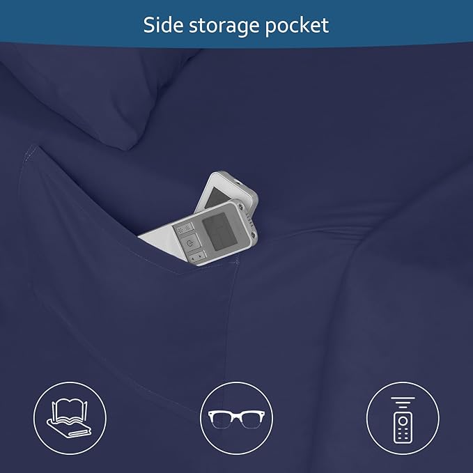 Moonsea Air Mattress Queen Sheet Set - Deep Pocket 4 Piece Queen Size Sheet Set - Breathable & Fade Resistant Easy Fits 16in to 24in Pillow Top Bed Mattress - Navy Blue