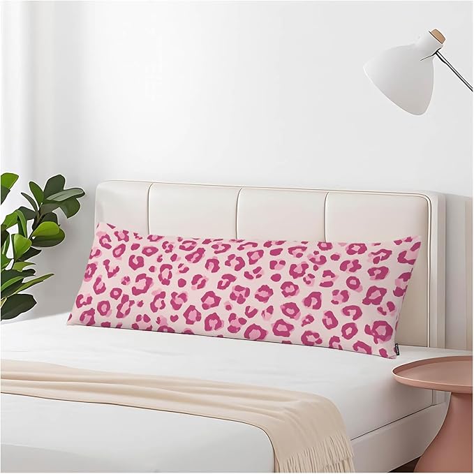 Decorative Body Pillow Covers 20x54inch Leopard, Cheetah Leopard Print Pink Super Soft Body Pillow Case Cushion Cover Wrinkle Fade Body Pillowcases for Bed/Sofa/Couch/Patio/Balcony